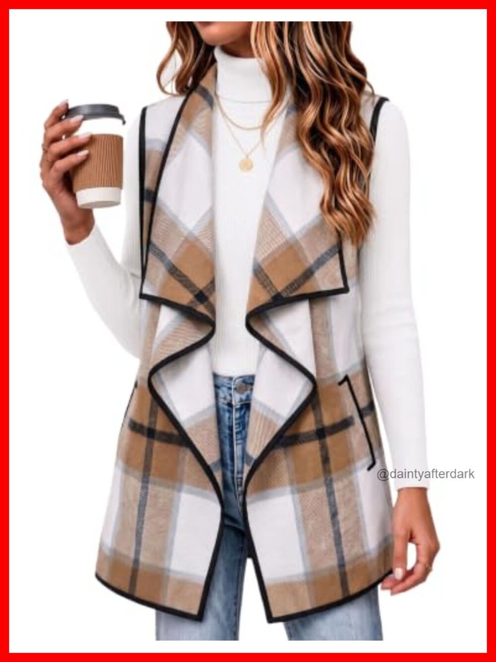 Sleeveless Plaid Flannel Vest Jacket with Pockets
